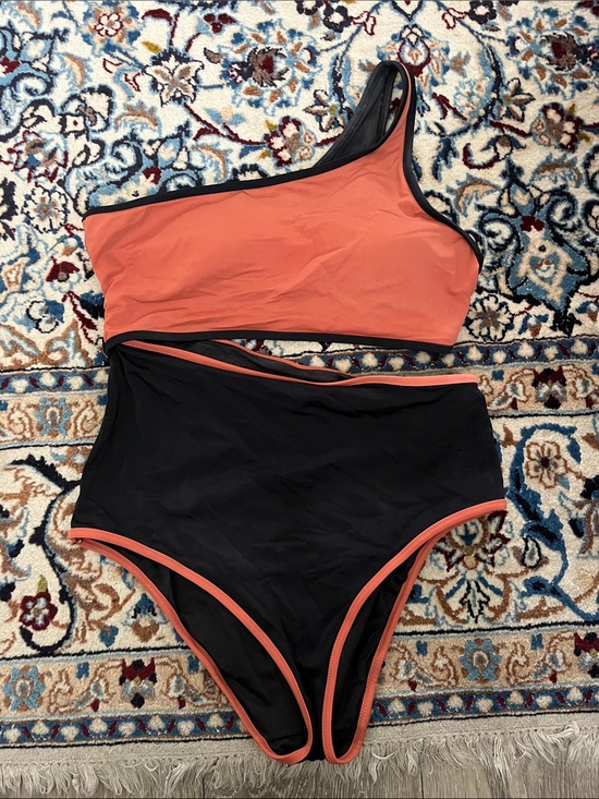 Victoria's Secret Other - Victoria's Secret Orange and Black One-Shoulder High-Waist One-Piece
